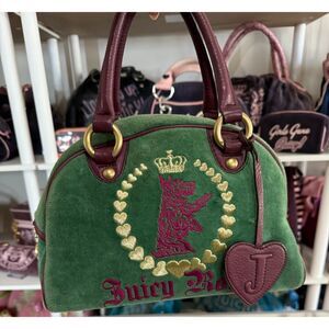 Y2K Vintage Juicy Couture "Juicy Royal" Green & Burgundy Bowler Bag